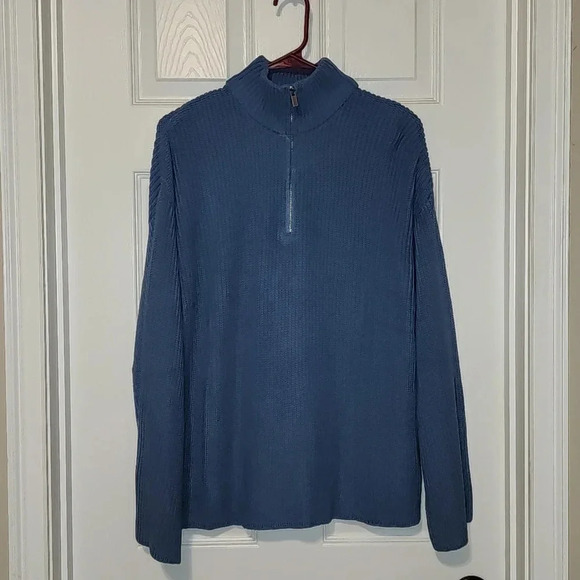 NWT Edikted Women's Blue Knit Amour High Neck Oversized Zip Sweater, Size Small - Picture 1 of 4